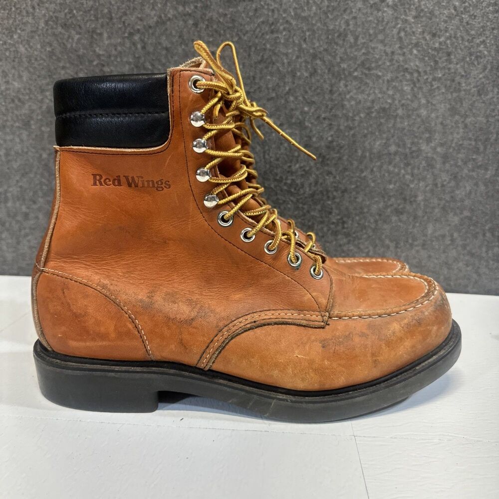 Vintage Red Wing Boots Style Mens 10 E Brown Leather Moc Toe Workwear Combat B18